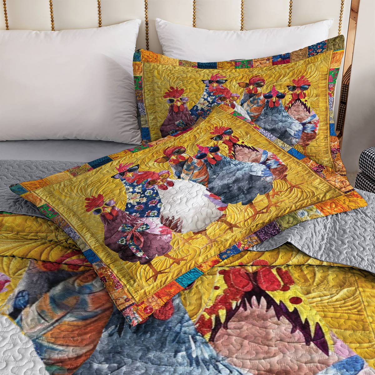 Shineful All Season Quilt 3-teiliges Set Whimsical Chickens