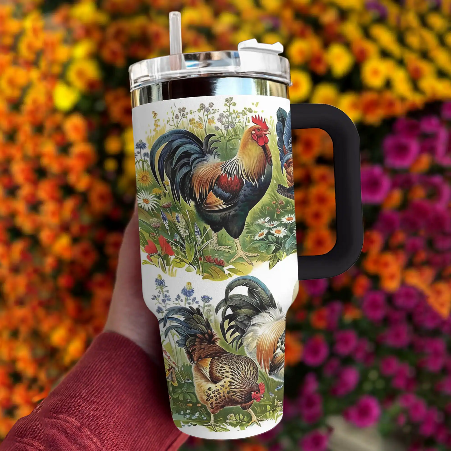 Glänzendes Tumbler-Huhn Schöner Garten