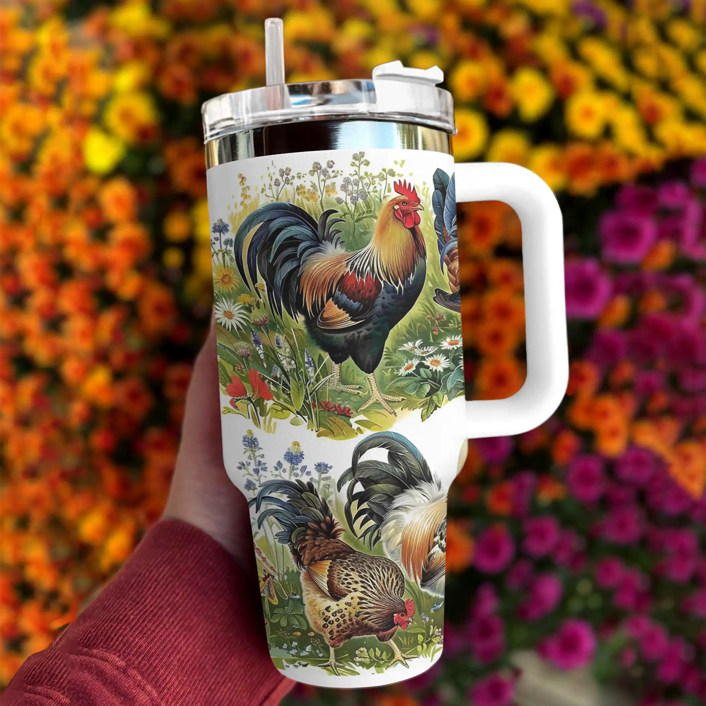 Glänzendes Tumbler-Huhn Schöner Garten