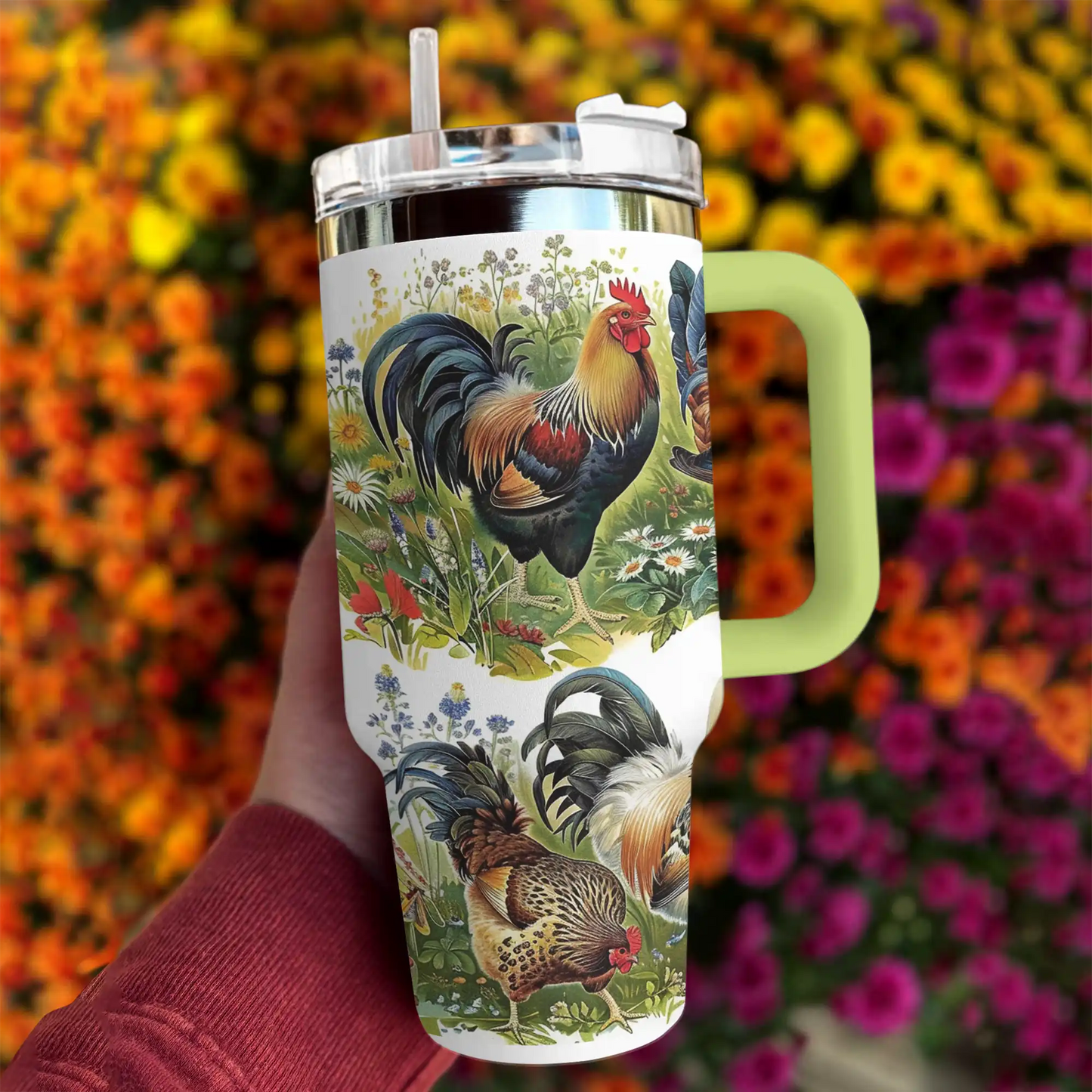 Glänzendes Tumbler-Huhn Schöner Garten