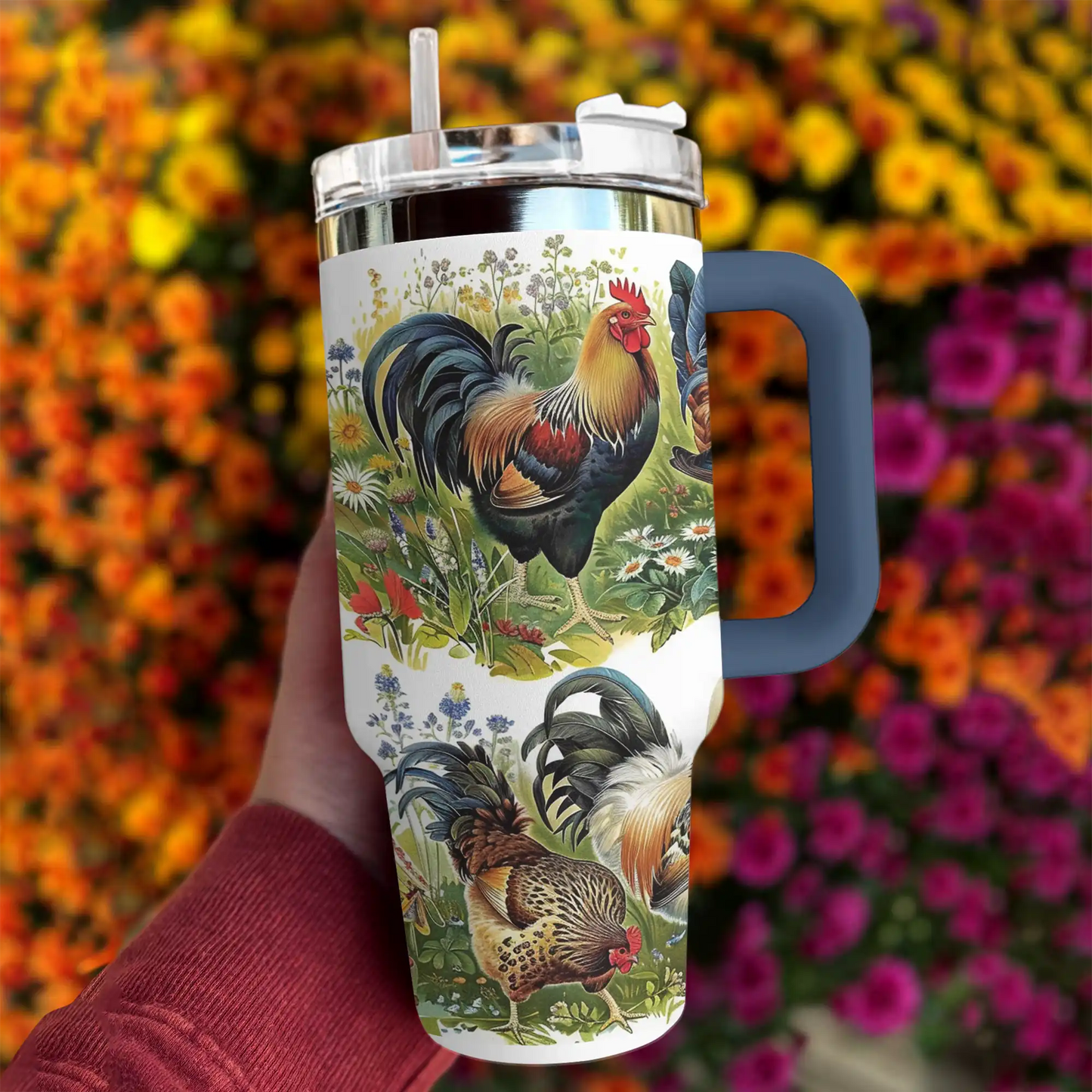 Glänzendes Tumbler-Huhn Schöner Garten