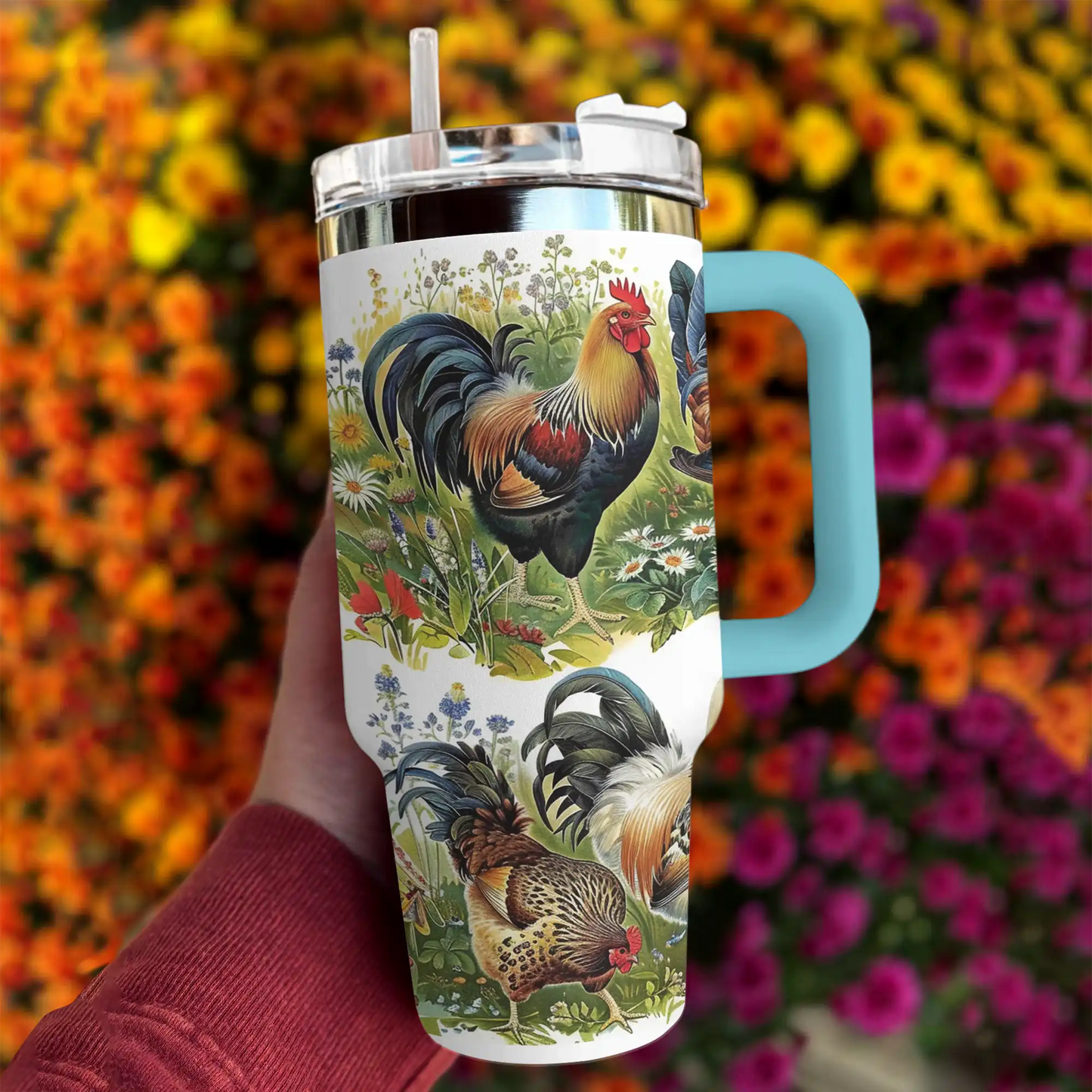 Glänzendes Tumbler-Huhn Schöner Garten