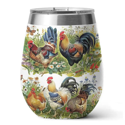 Shineful Wine Tumbler Chicken Beautiful Garden