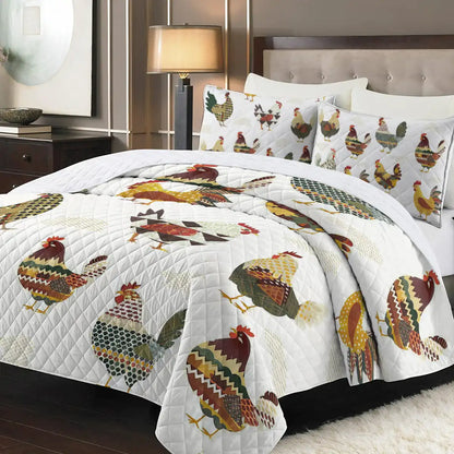 Shineful Flat Print Faux Quilt Blanket Chicken Vintage