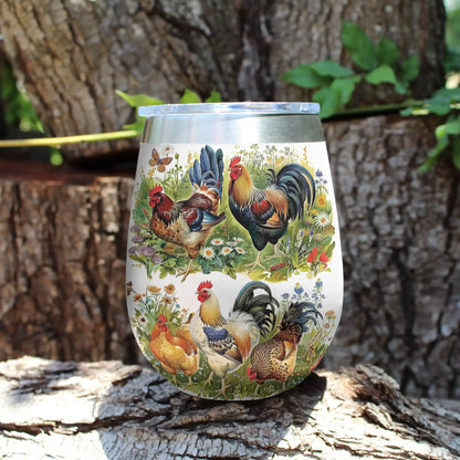 Shineful Wine Tumbler Chicken Beautiful Garden