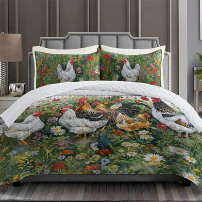 Shineful Quilt 3-Piece Set Elegant Chicken