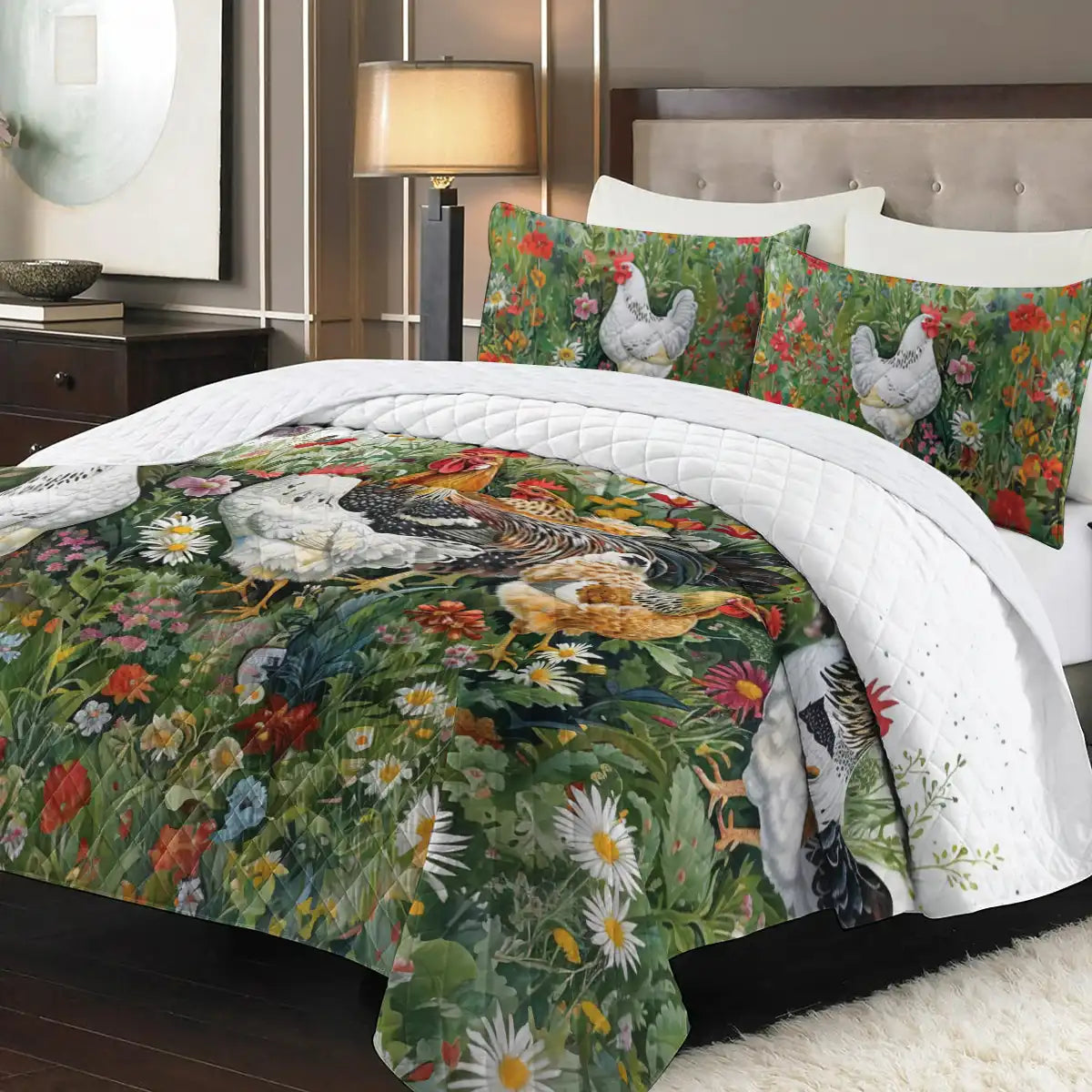 Shineful Quilt 3-Piece Set Elegant Chicken