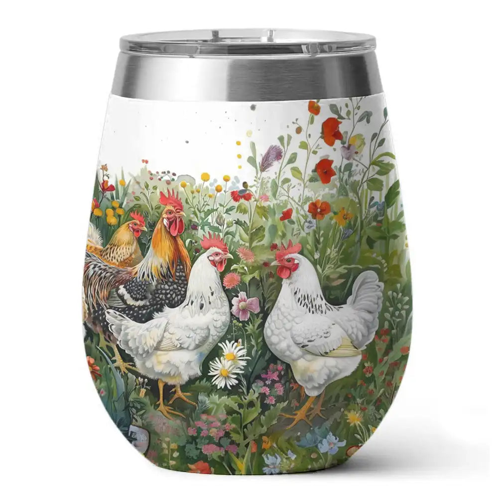 Shineful Wine Tumbler Elegant Chicken