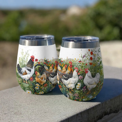 Shineful Wine Tumbler Elegant Chicken