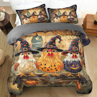 Shineful All Season Quilt 3-Piece Set - Chicken Haunted Trio