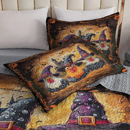 Shineful All Season Quilt 3-Piece Set - Chicken Spooky Hat Witch