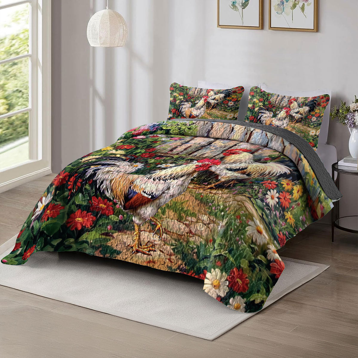 Shineful All Season Quilt 3-Piece Set Clucking Comfort