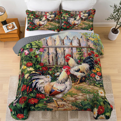 Shineful All Season Quilt 3-Piece Set Clucking Comfort