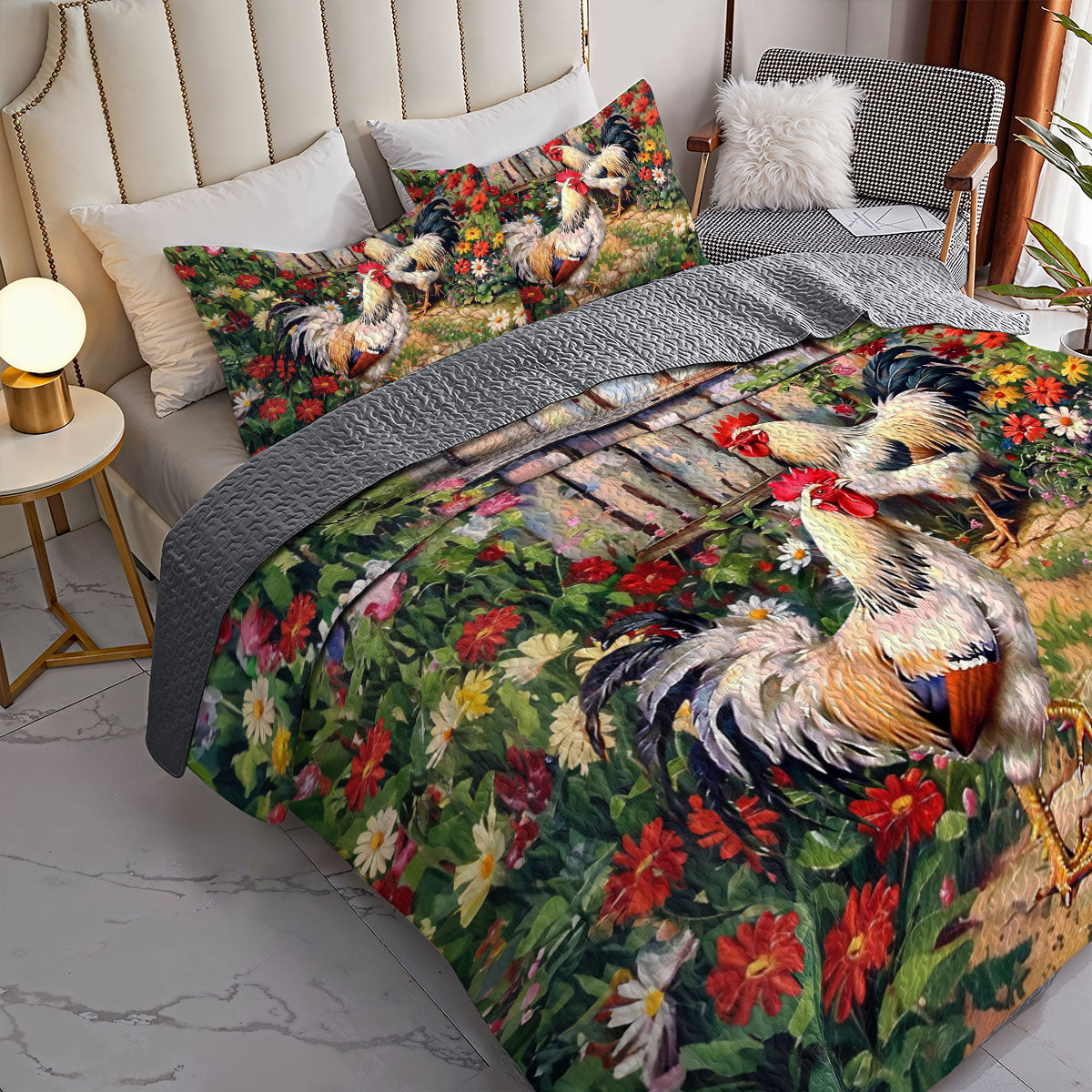 Shineful All Season Quilt 3-Piece Set Clucking Comfort