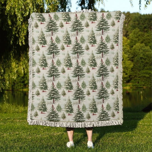 Shineful Woven Tapestry Throw Blanket Winter Wonderland Christmas Tree