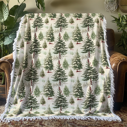 Shineful Woven Tapestry Throw Blanket Winter Wonderland Christmas Tree