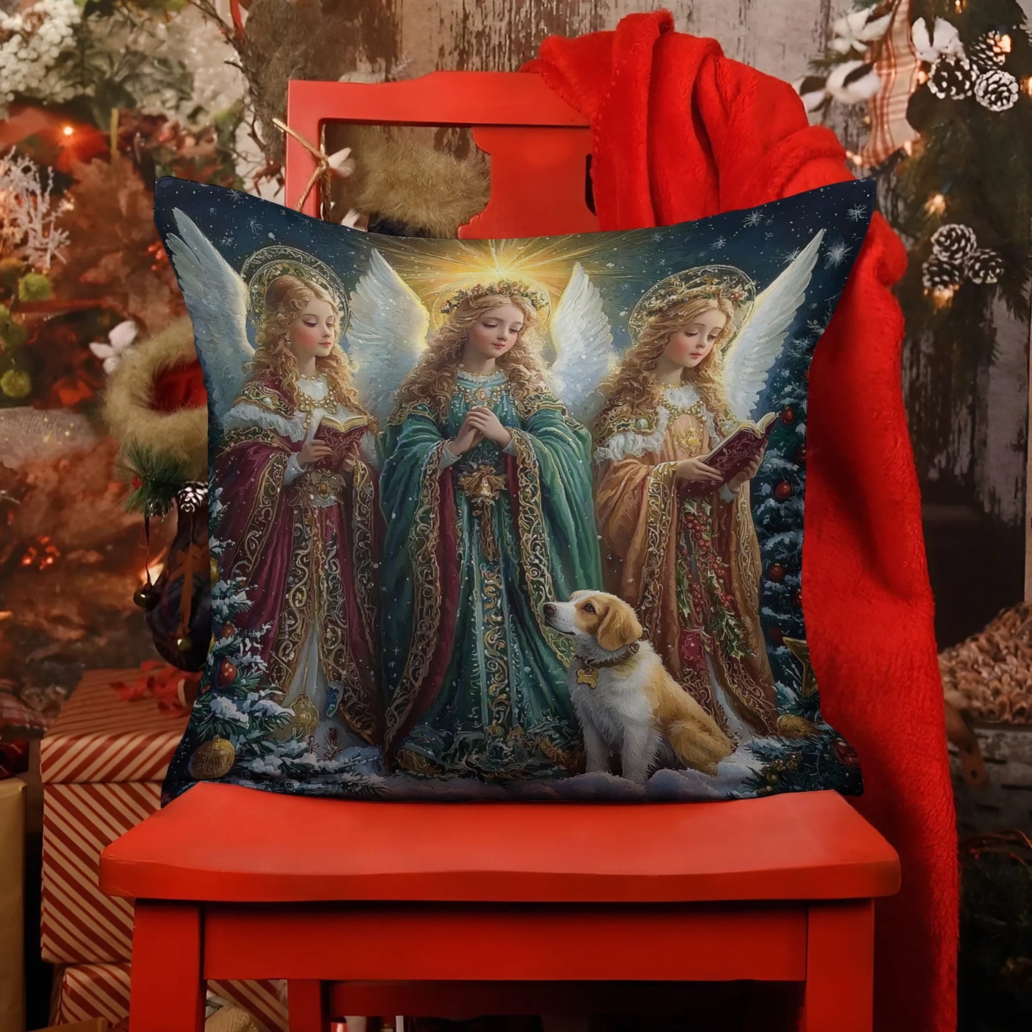 Shineful 2D Print Cushion Cover, Pillowcase Christmas Heavenly Angels