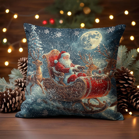 Shineful 2D Print Cushion Cover, Pillowcase Santa's Midnight Sleigh Ride