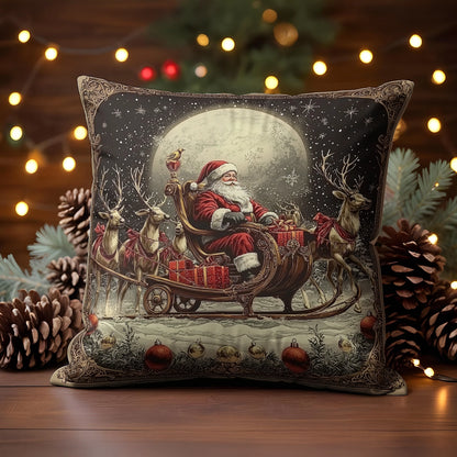 Shineful 2D Print Cushion Cover, Pillowcase Santa’s Moonlit Sleigh Ride