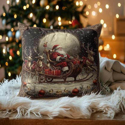 Shineful 2D Print Cushion Cover, Pillowcase Santa’s Moonlit Sleigh Ride