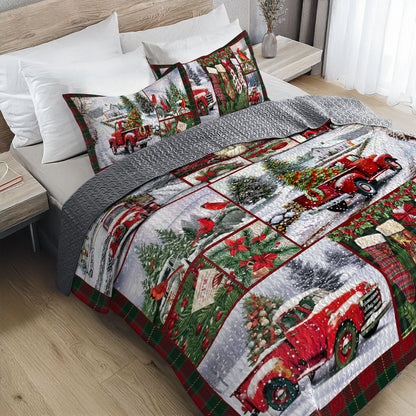 Shineful All Season Quilt 3-Piece Set Vintage Christmas Truck