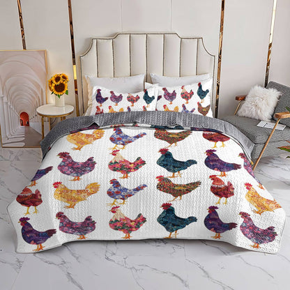 Shineful All Season Quilt 3-teiliges Set Chicken Love