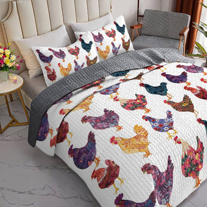 Shineful All Season Quilt 3-teiliges Set Chicken Love