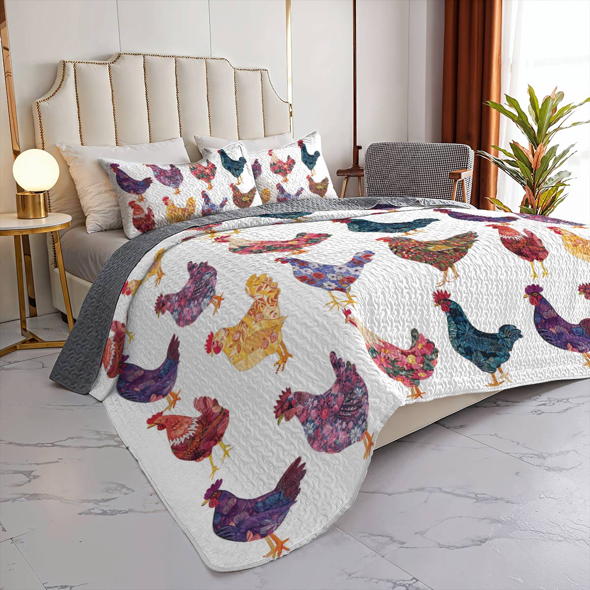 Shineful All Season Quilt 3-Piece Set Chicken Love