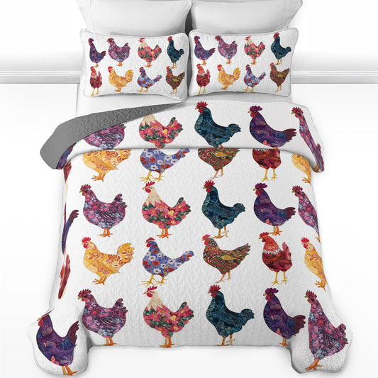 Shineful All Season Quilt 3-teiliges Set Chicken Love