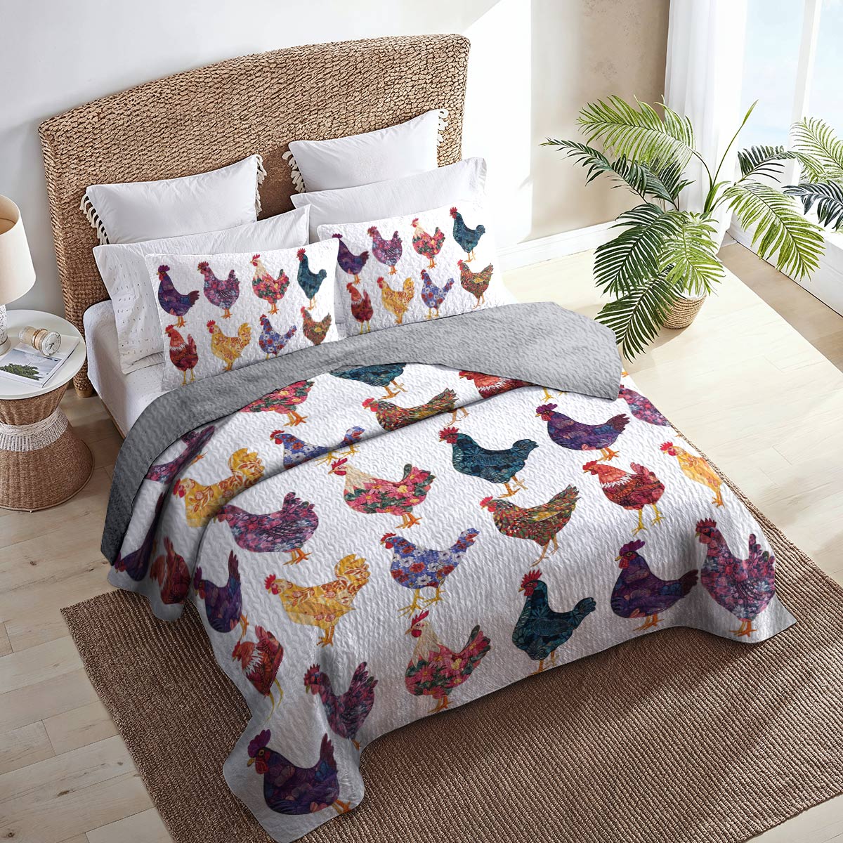 Shineful All Season Quilt 3-teiliges Set Chicken Love