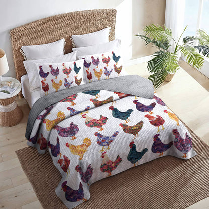 Shineful All Season Quilt 3-Piece Set Chicken Love