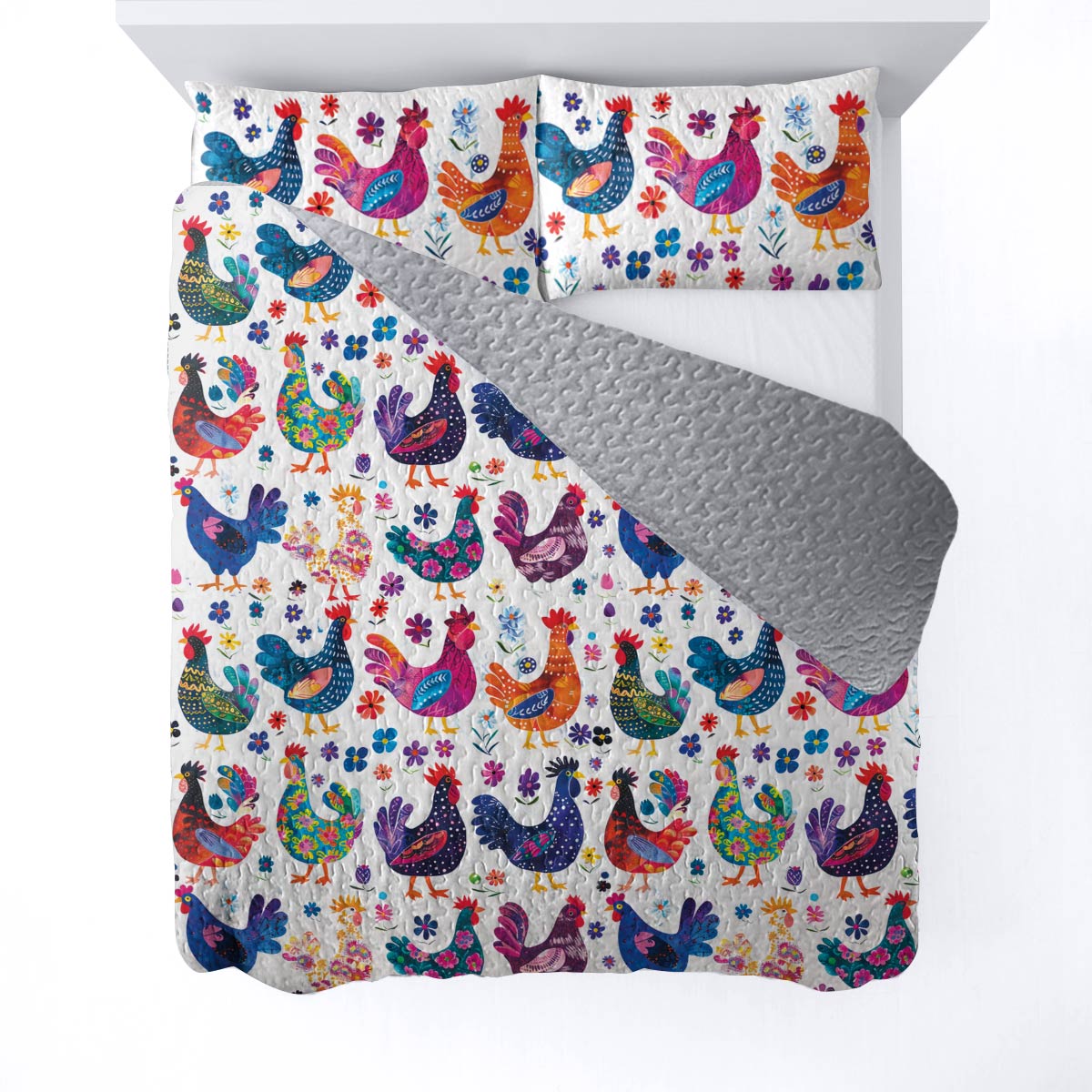 Shineful All Season Quilt 3-Piece Set Pretty Chickens