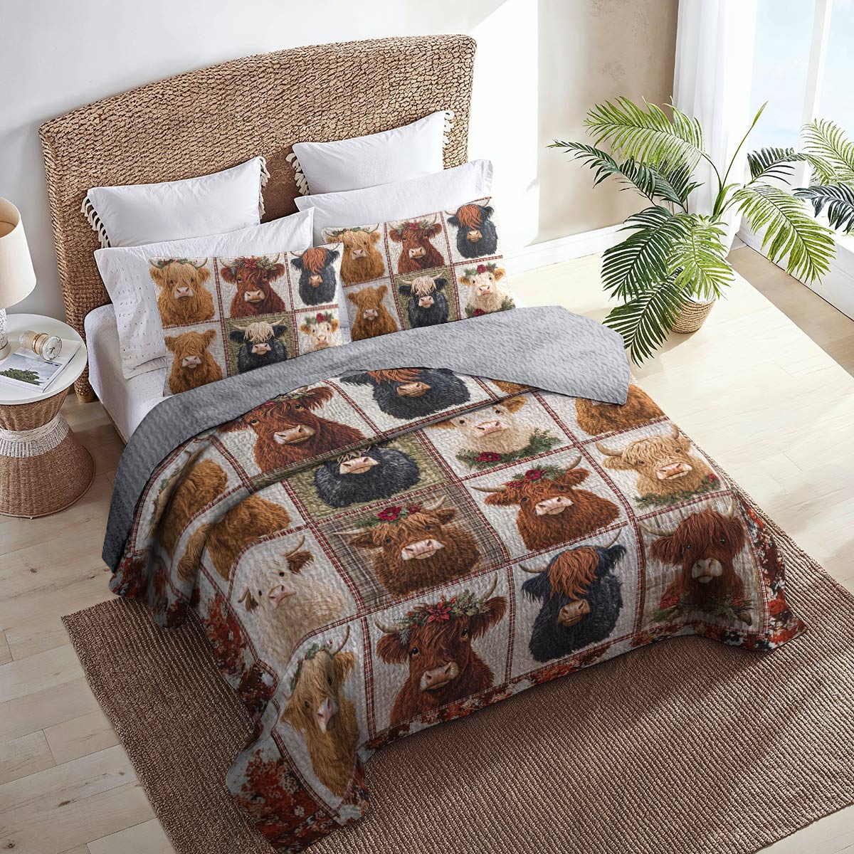 Shineful Flat Print All Season Quilt 3-Piece Set Cow In My Heart