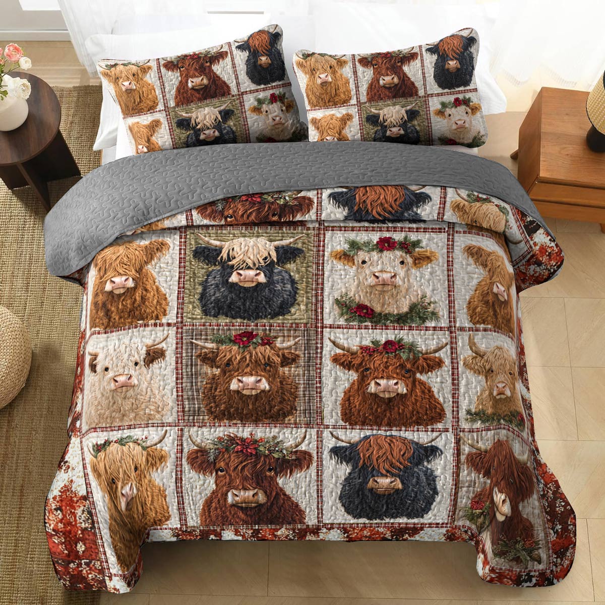 Shineful Flat Print All Season Quilt 3-Piece Set Cow In My Heart