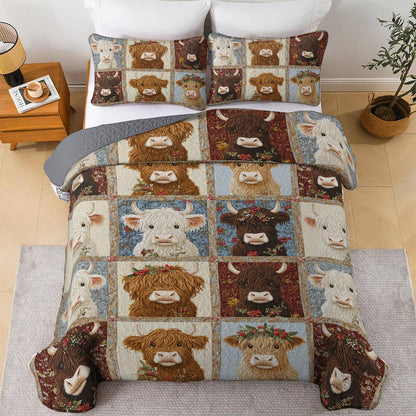 Shineful All Season Quilt 3-Piece Set Pretty Cow