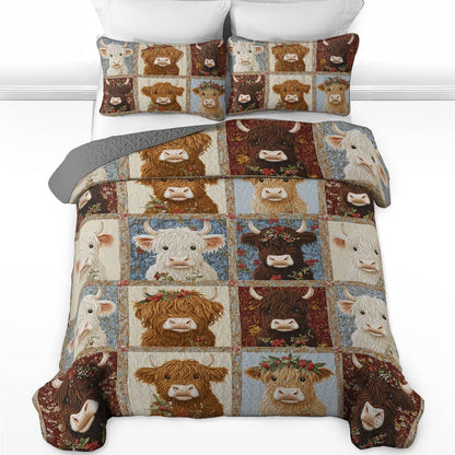 Shineful All Season Quilt 3-Piece Set Pretty Cow