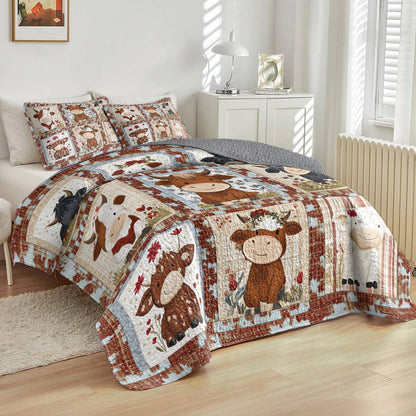 Shineful All Season Quilt 3-Piece Set Cute Cow