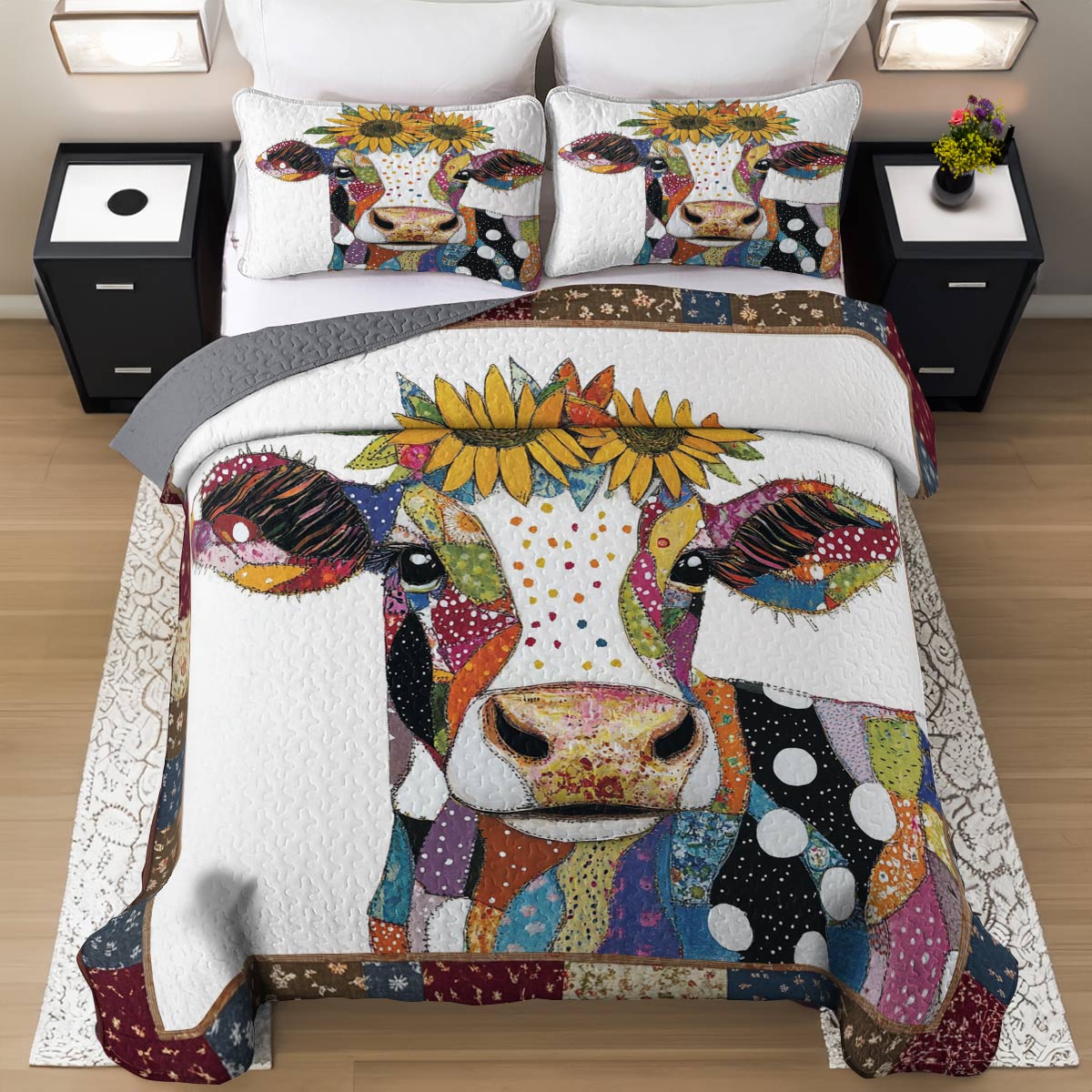 Shineful All Season Quilt 3-Piece Set Sunshine Cow Lovely