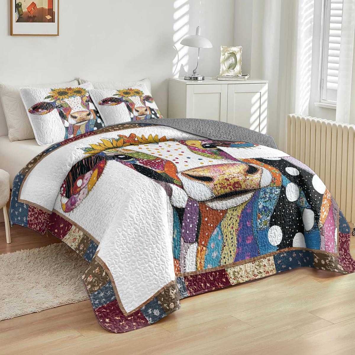 Shineful All Season Quilt 3-Piece Set Sunshine Cow Lovely