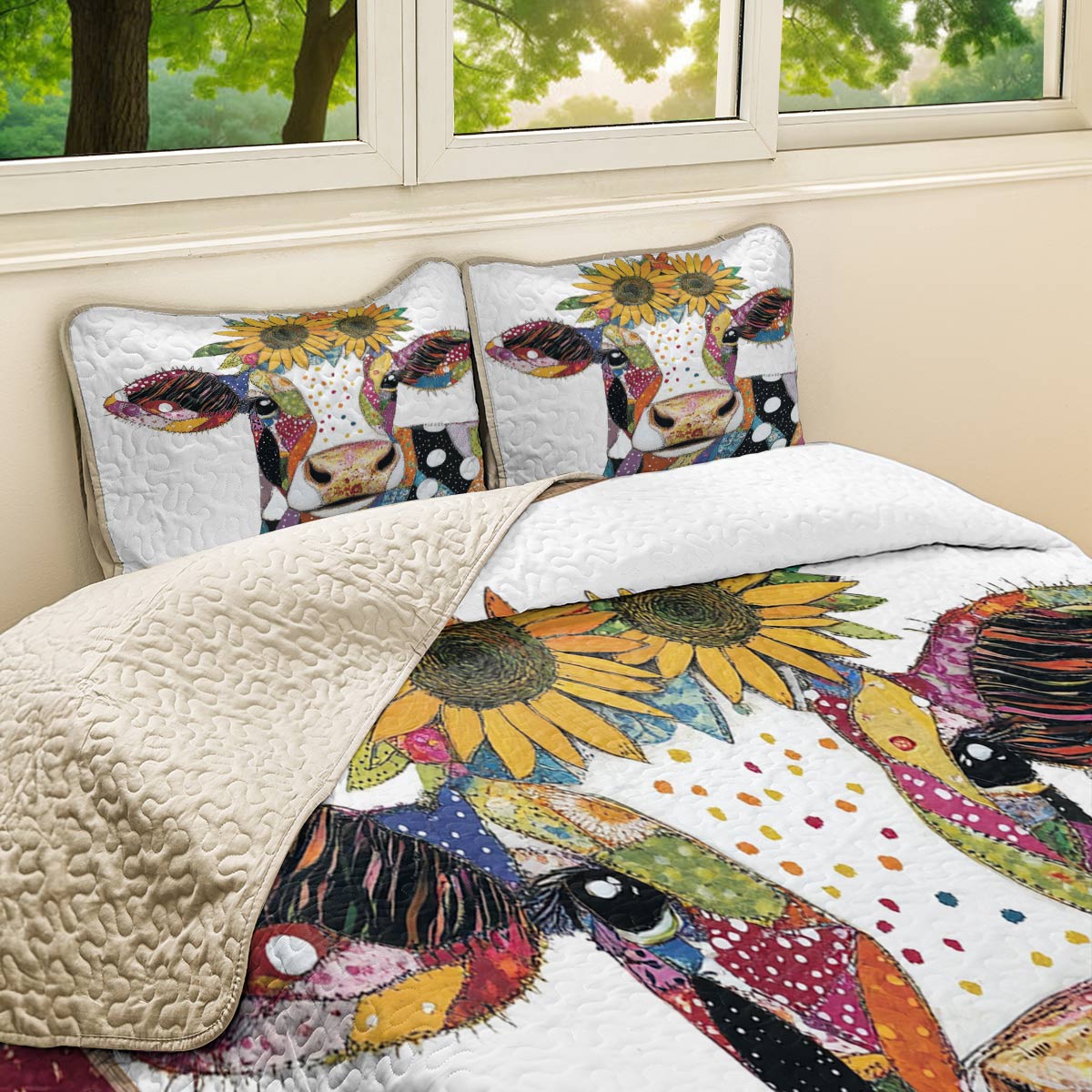 Shineful All Season Quilt 3-Piece Set Sunshine Cow Lovely