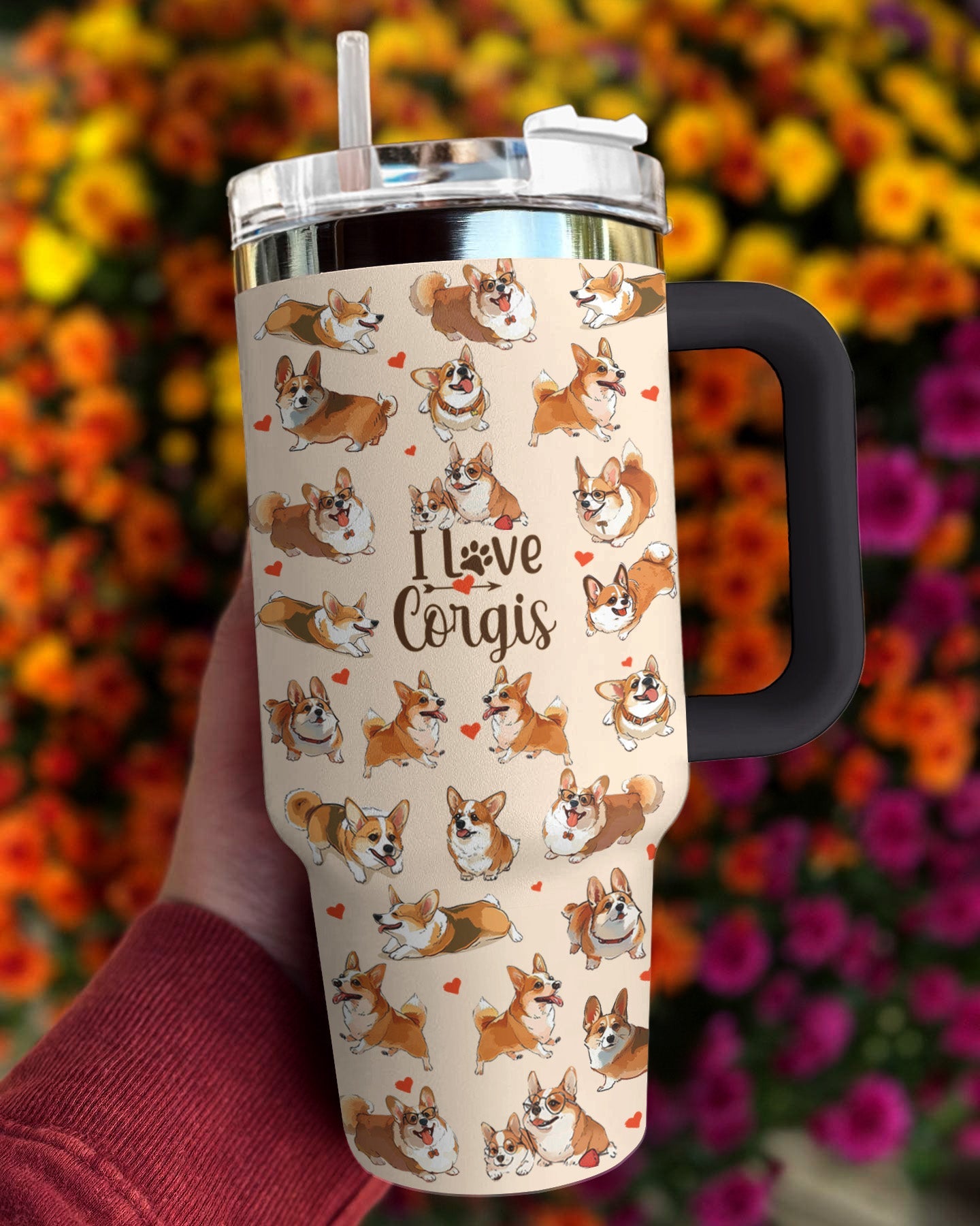 Corgi 40 Oz Shineful™ Tumbler Love Corgis Mn8 Black 40Oz