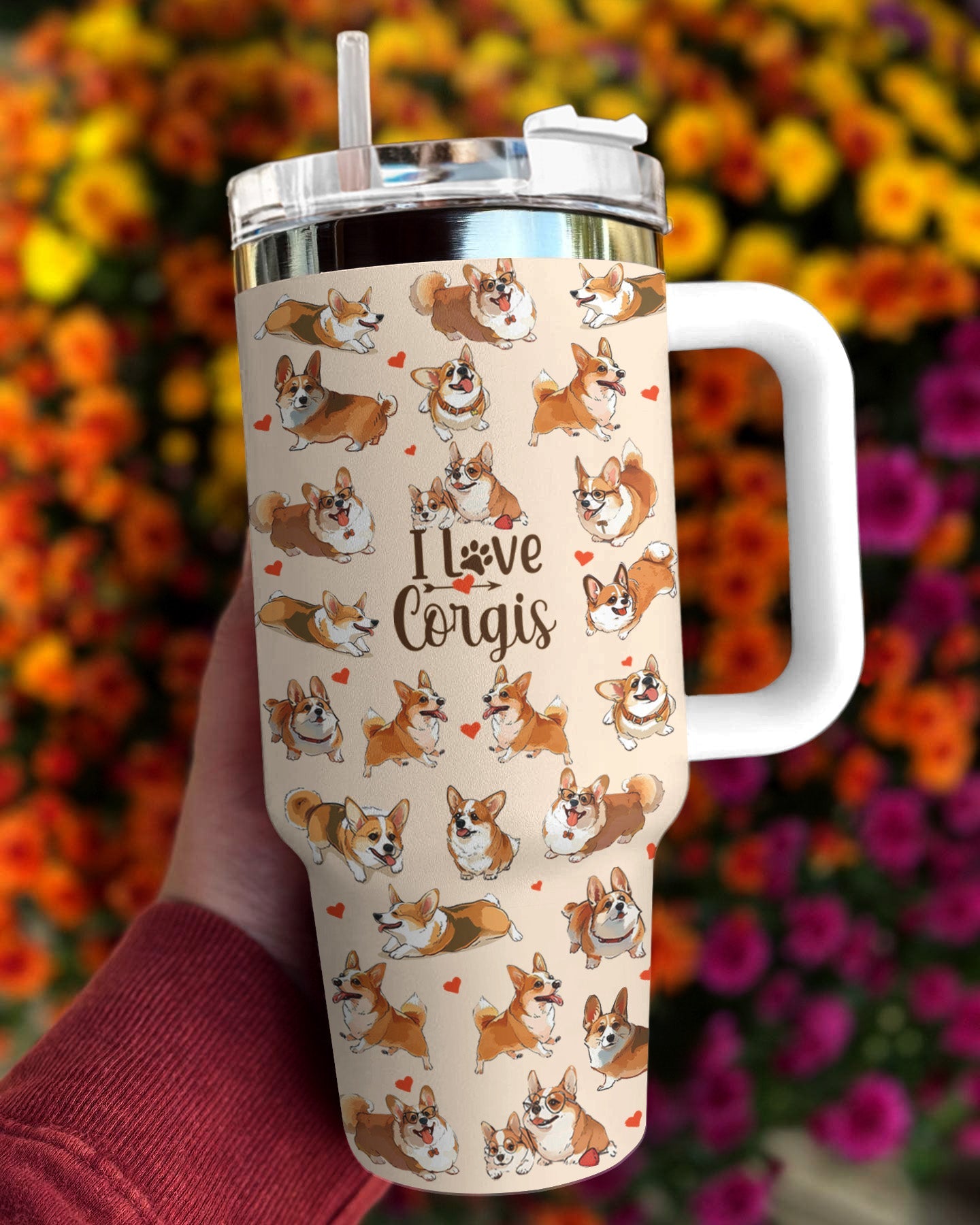 Corgi 40 Oz Shineful™ Tumbler Love Corgis Mn8 White 40Oz