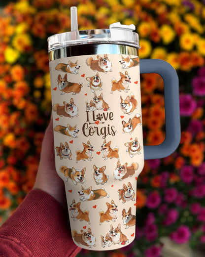 Corgi 40 Oz Shineful™ Tumbler Love Corgis Mn8 Navy 40Oz