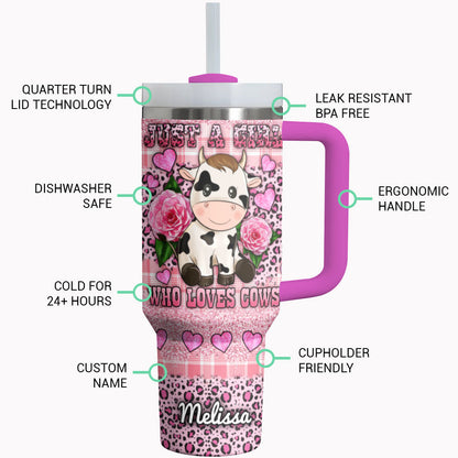 Cow Tumbler Shineful Just A Girl Who Loves Cows Personalized