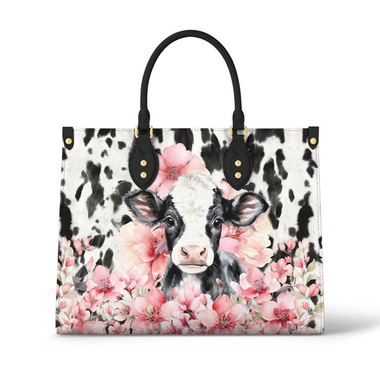 Shineful Leather Bag Blossom Cow