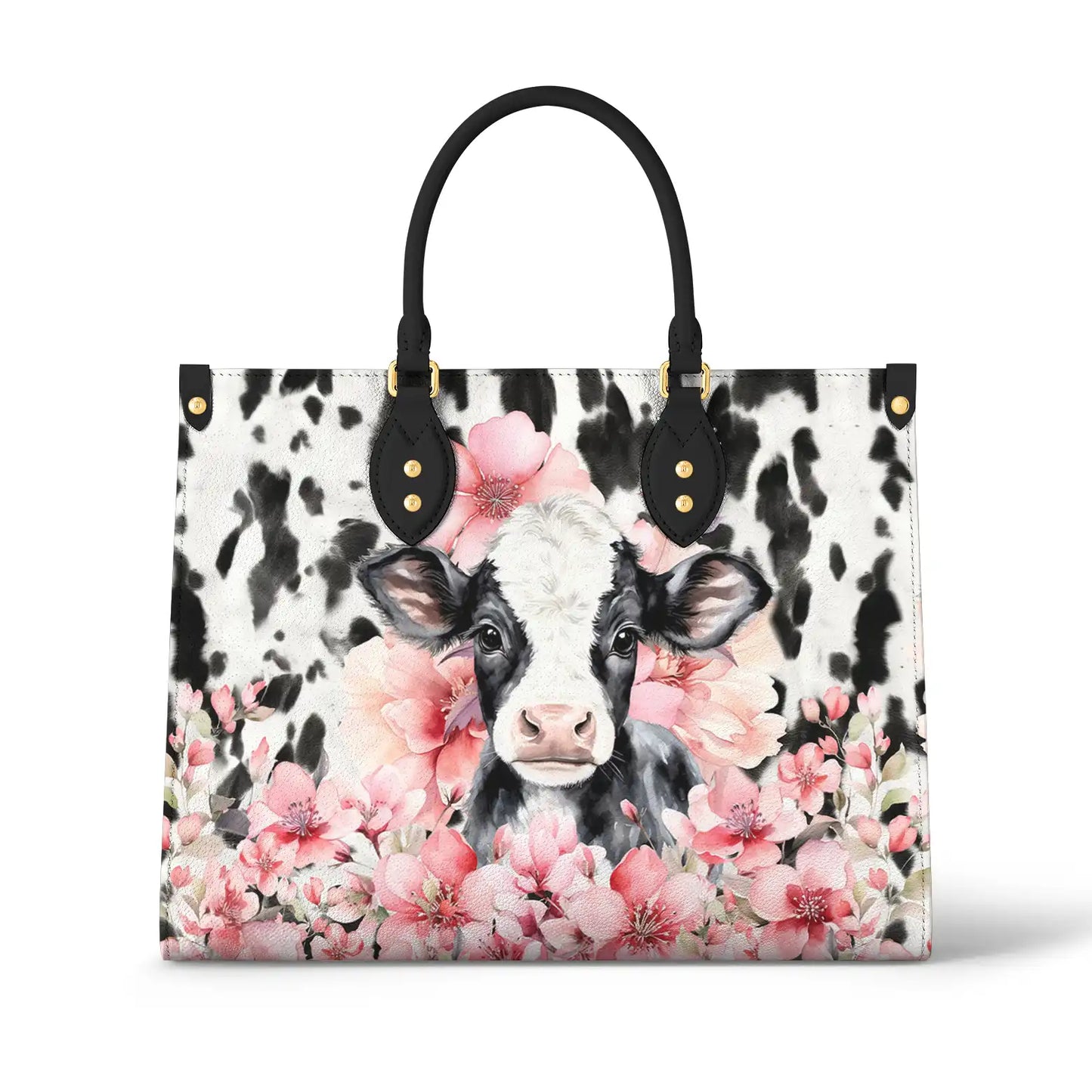 Shineful Leather Bag Blossom Cow