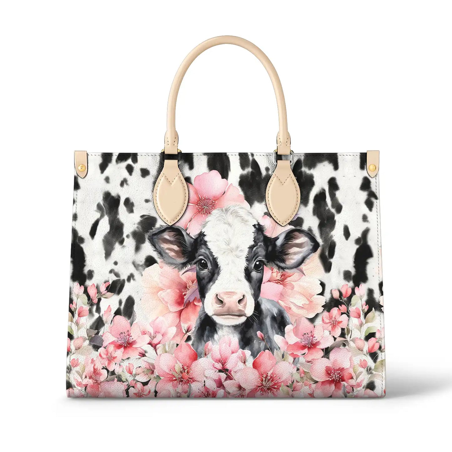 Shineful Leather Bag Blossom Cow