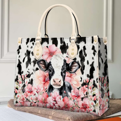 Shineful Leather Bag Blossom Cow