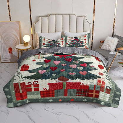 Shineful All Season Quilt 3-Piece Set Cute Christmas Cat