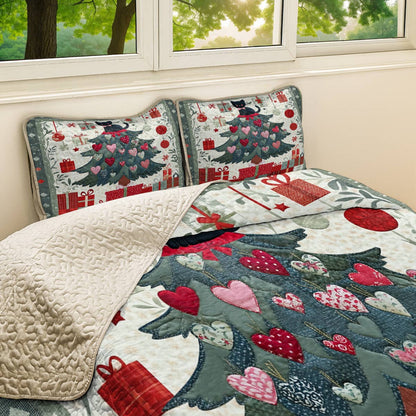 Shineful All Season Quilt 3-Piece Set Cute Christmas Cat